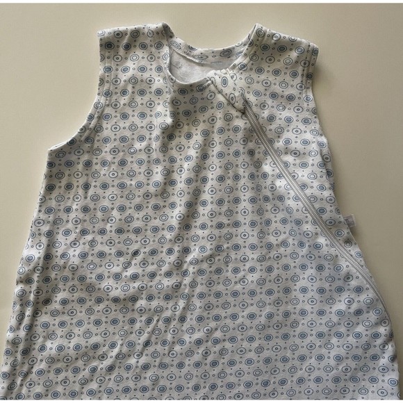 Perlim Pinpin Sleep Bag Sack 6-18m White Blue Geometric Circles Cotton Zip - Picture 2 of 5